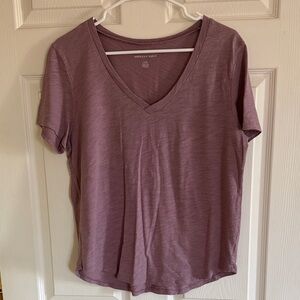 American Eagle Outfitters Dusty Purple V-Neck Tee